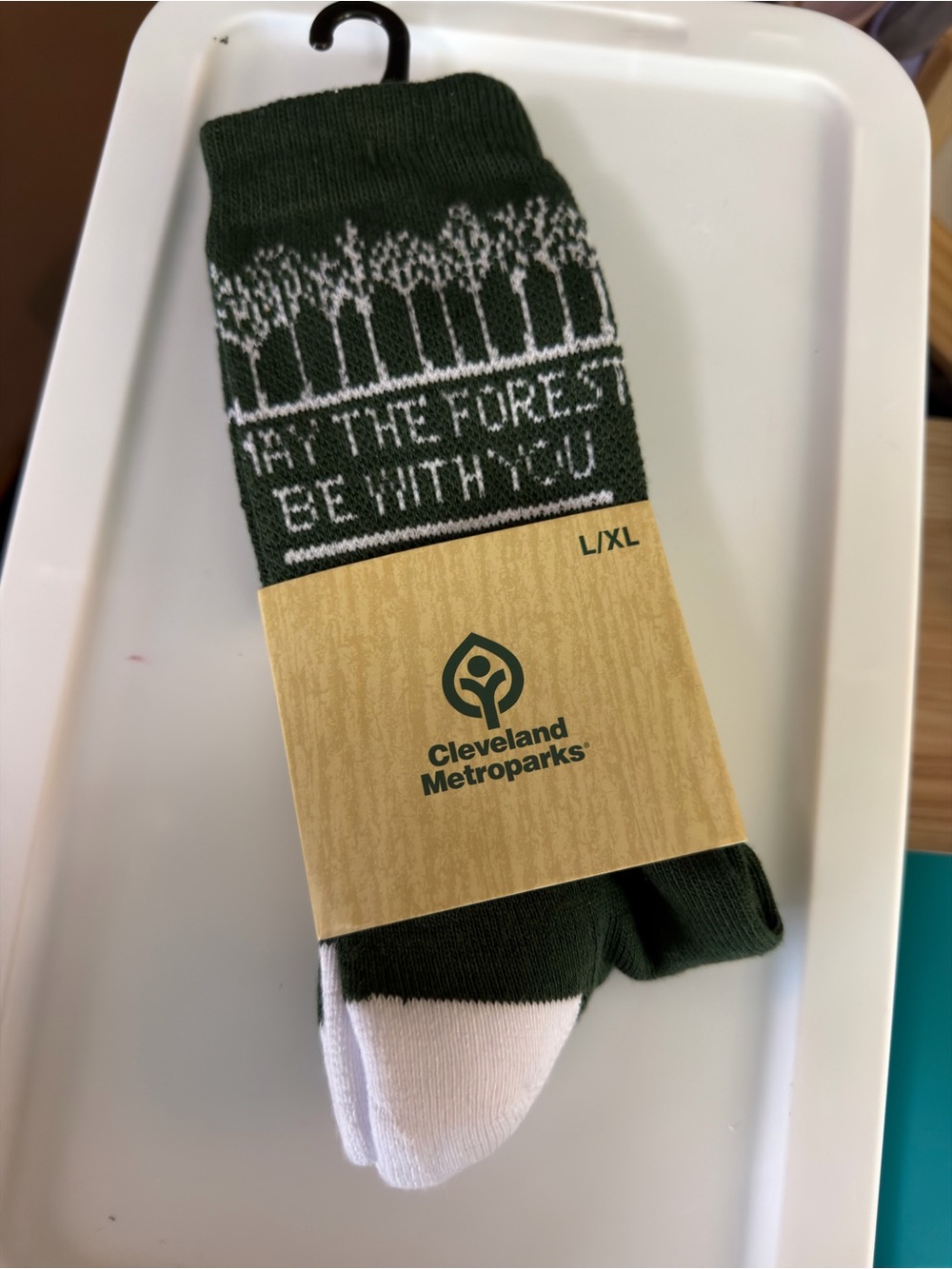 Men's Green 'May The Forest Be With You' Crew Socks - L/XL